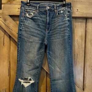 American Eagle stretch super high rise flair jean Size 8